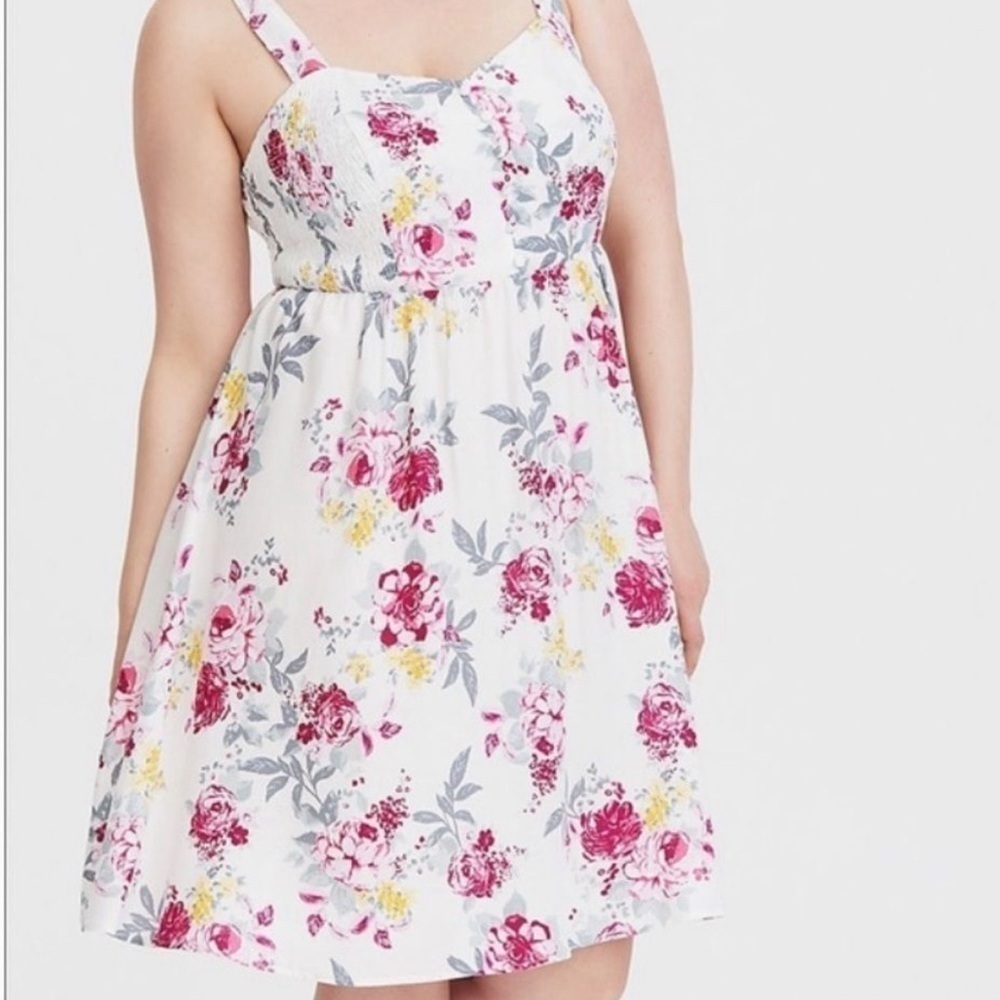 Torrid Ivory Floral Shoulder Tie Mini Dress Summer Party Wedding Spring Shower